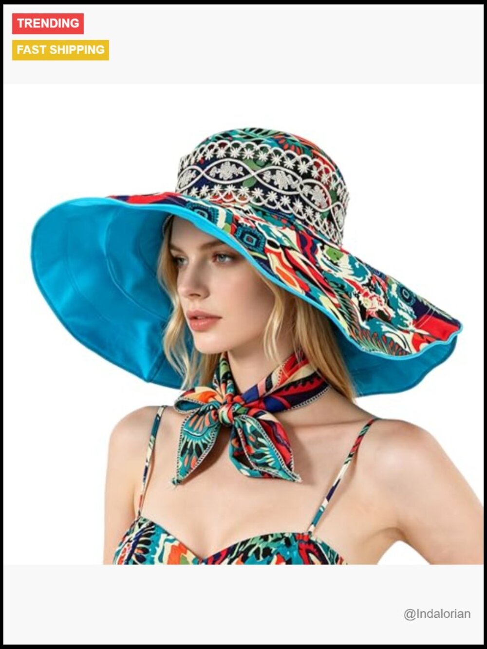 Foldable Floppy Sun Hat Reversible Wide Brim UPF 50+ Beach Travel Bucket Hat - Picture 3 of 7